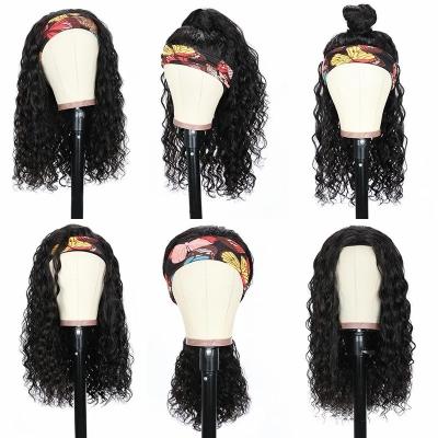 China Straight GlueLess No Lace Curly Virgin 10A Head Band Wigs Hair Double Pulled Peruvian Full Wig Cuticle Hair for sale