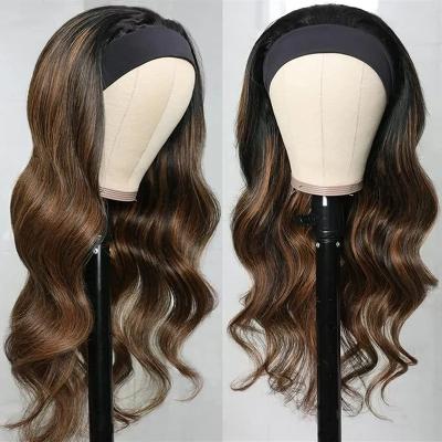 China Straight Non Lace Remy Hair Band With Wig Easy To Wear Headband Wigs Human Virgin Hair Wig With Band For Black Women for sale