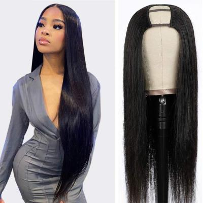 China 100% Natural Straight Virgin Brazilian Wave U Part Human Hair Wigs Wholesale Straight Indian Human Hair Extensions For Black Women for sale