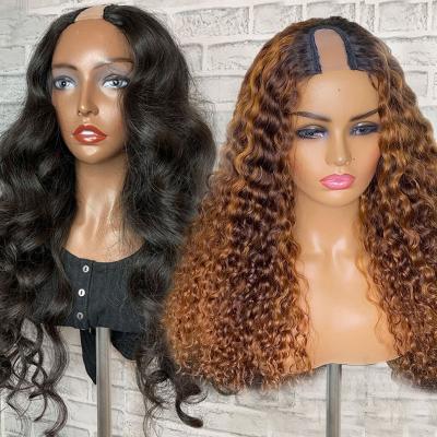 China Good Quality 250 Density Size Straight Good Quality 250 Density Brazilian Indian Balage Hair U Part Human Hair U Part Wigs For Black Women for sale