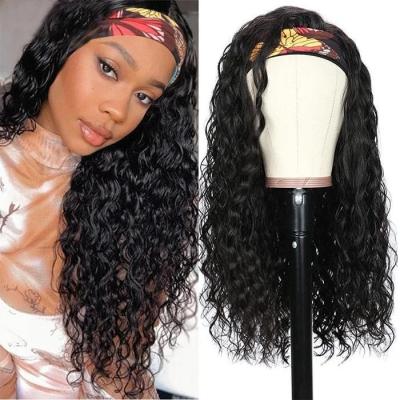 China Wholesale Straight Hairband Ponytail Glueless Curly Hair Wigs With Headband For Color Women Water Deep Wave Headband Wig for sale