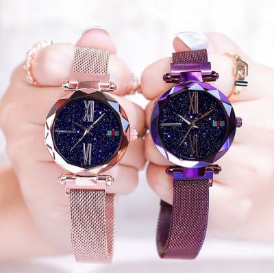 China Analogue Date 2020 Fashion Gift Ladies Watch Reloj Sky Alloy Magnet Mesh Belt Watch Casual Quartz Automatic Starry Shiny Point for sale