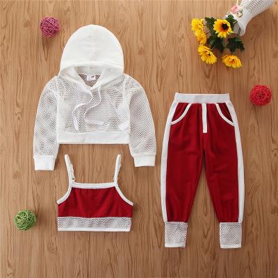 China Soft 2PCS Toddler Kids Baby Sports Clothes Girls Set Hooded Spring Summer Shirt Vest Top Pants Teams for sale