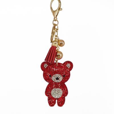 China Cute Key Chain Gift For Kids Rhinestone Bear Key Chain Diamond Key Chain Handbag Dangling Cheap Car Key Chain Fashion for sale