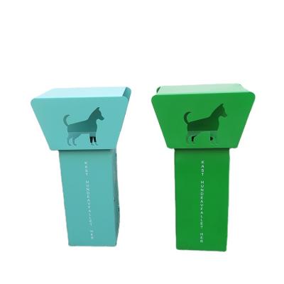 China Outdoor Park Metal Dog Trash Pet Garbage Station Garbage Bins Dog Stocked Steel Waste Bin for sale