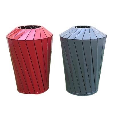 China Street Outdoor Metal Stocked Steel Round Recycle Open Top Classified Trash Can Stainless Steel Trash Can Flip Top for sale