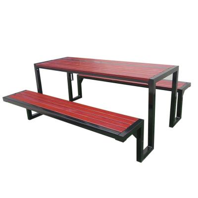 China Modern Design Modern Park Outdoor Picnic Table Bench Garden Metal Dining Garden Furniture Set Manufacturer for sale