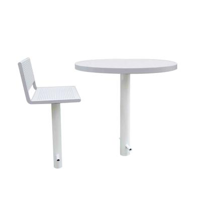 China Thermoplastic coated outdoor round table and chair of metal modern outdoor steel white coffee table factory wholesale price for sale