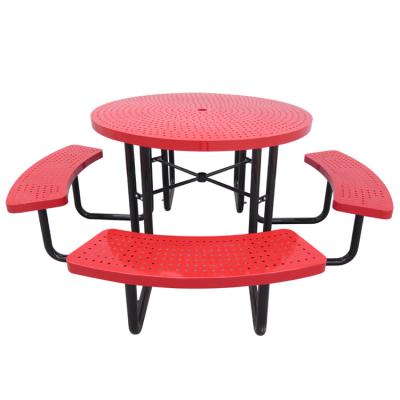 China Modern Red Round Outdoor Patio Park Set Outdoor Factory Haoyida Picnic Table Garden Furniture for sale