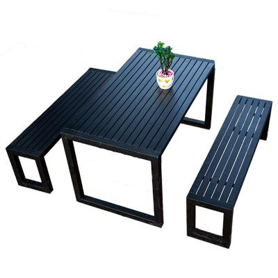 China Modern Outdoor Commercial Bench Bistros Table Picnic Furniture Garden Beer Table Wood Chair Outside Patio WPC Wood Table Sets for sale