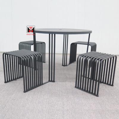 China Factory Price Modern Custom Outdoor Metal Patio Furniture Steel Dining Table Chair Set for sale