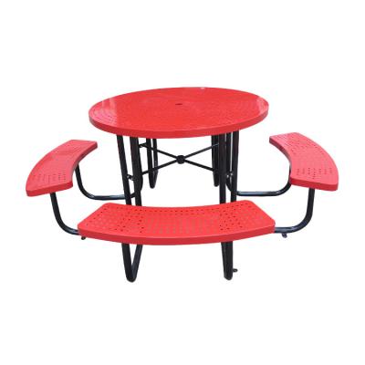 China Best Selling Modern Factory City Furniture Manufacturer Red Round Garden Table Park Picnic Table Garden Furniture for sale