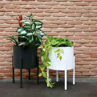 China Country Customized Garden Decoration Supplier Modern Garden Furniture Stand Flower Pot Metal Round Flower Pots and Planters for sale