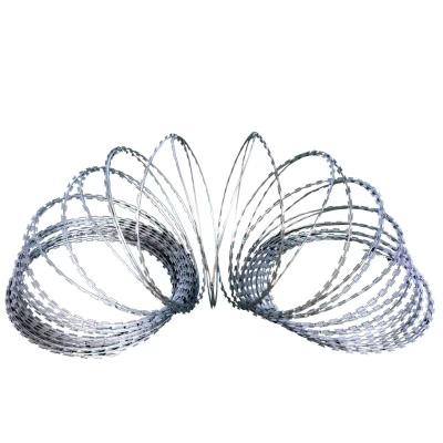 China Hot Selling Type BTO 22 Razor Coil Barbed Wire Hot Dipped Galvanized Concertina Barbed Wire For Security for sale