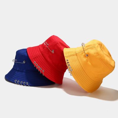 China American and European Cheap Stylish Outdoor Hip Hop Image Hot Sale Nailed Rivets Metal Rings Bucket Hats Caps for sale