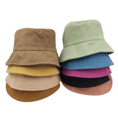 China Japan And Korean Style Customize Corduroy Cotton Shorts Brim Bucket Hats 100% Unisex Corduroy Bucket Hats For Men Women Adults for sale