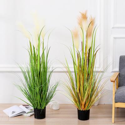 China Fireproof Newest flower bonsai fake grass plant artificial reed artificial onion grass for pot decoration for sale