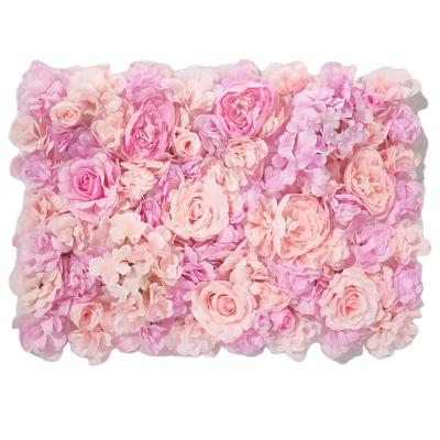 China Silk cloth Factory Latest Designs Artificial Silk Flower Wall Red Rose Flower Wall Panel For Wedding Decor Customize Backdrop for sale