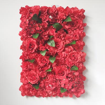 China Silk Wedding Decoration Flower Row Backdrop Ceiling Panel Indoor Colorful Artificial Wedding Flower Wall For Event Decoration for sale