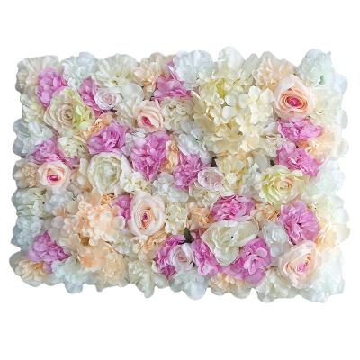 China Silk cloth Artificial flower wall  Silk Rose Flower  wall Cloth Panel Flower Wall  backdrops for wedding decoration for sale