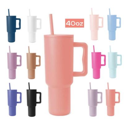 China Sustainable 2023 Hot Sale Simples Moderns Insulated Travel Mug Double Walled Car Cups 40OZ Tumbler With Handle And With Straw for sale