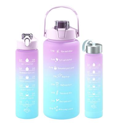 China Sustainable Portable Reusable Summer Cups Sports Water Bottle For Male Female Set 2L Motivational Water Bottle 3 Pcs/Set for sale