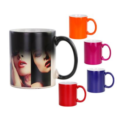 China Sustainable Customized 11OZ Sublimation Color Change Heat Sensitive Blank Coffee Ceramic Magics Mug for sale