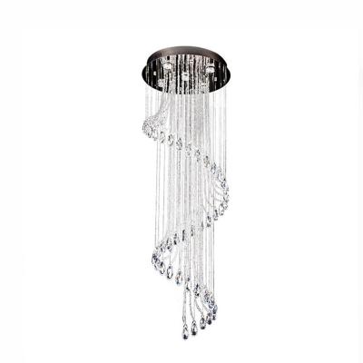 China Modern Long Crystal Chandelier Modern Embedded Stainless Steel Led Ceiling Pendant Light for sale