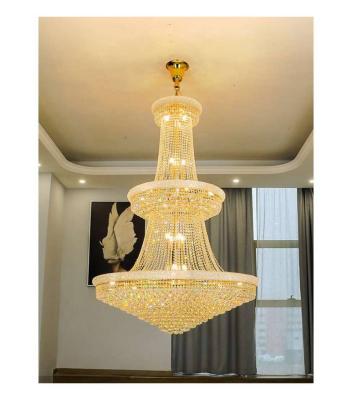 China Luxury 3 Layers Luxury Stairs Around Long Crystal Chandelier Lamps Rain Drop Led Chandelier Pendant Light for sale