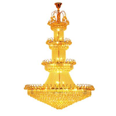 China 4 Layers Luxury Villa Living Room Chandelier Gold K9 Crystal Light Modern Entrance Chandelier for sale