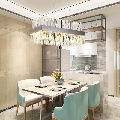 China Hot Sale Modern Oval Kitchen Dining Room Gray Crystal Modern Chandelier Decorative For Ceiling Light Fixtures for sale