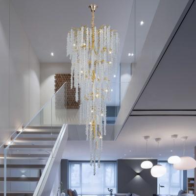 China Hot Sale 2meters Luxury Dubai Villa Gold Long Living Room Luxury Crystal Chandelier for sale