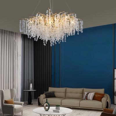 China Glass Chandelier Hanging Decoration Branch Pendant Lamp Home Living Room Modern Gold Raindrop Wedding for sale