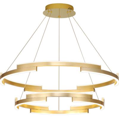 China Nordic Nordic Bedroom Aluminum Gold Acrylic Led Strip Ring Pendant Light for sale