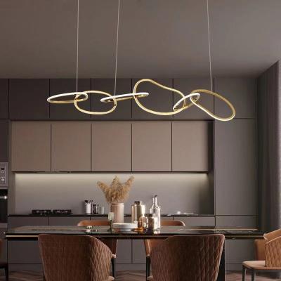 China Nordic Indoor Simple Led Chandelier Living Room Luxury 5 Rings Stainless Steel Pendant Light for sale