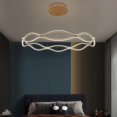 China Modern home pole decoration circle pendant hanging light simple luxury led pole modern art chandelier lighting for sale