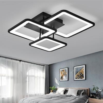 China Modern Indoor Living Room 3 Head Fixtures Black Square Acrylic Ceiling Led Modern Light for sale