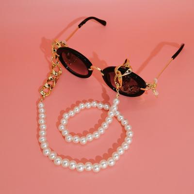 China New CCB Fashion Glasses Chain Pearl With Gold Cuban Link Mix Chain Sunglasses Chain For Women Men for sale