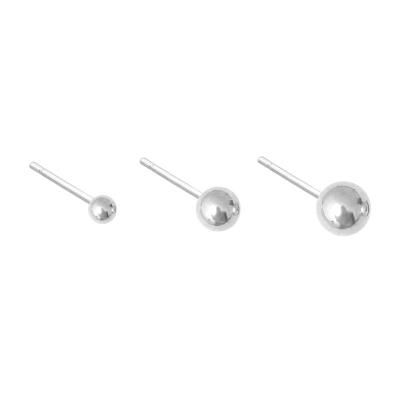 China Cute 925 Sterling Silver Smooth Beanie Ear Studs Simple Round Ball Earrings Net Red Round Beads Rose Gold Sterling Silver Earrings for sale