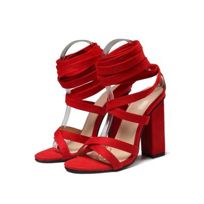 China 2021New Style Breathable Wholesale Strap Around The Toe Thick High Heel Sandals Summer Women Large Size Shoes for sale