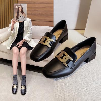 China The trend of 2022 fashion European and American women's spring flat shoes with metal buckle decoration loafers for sale