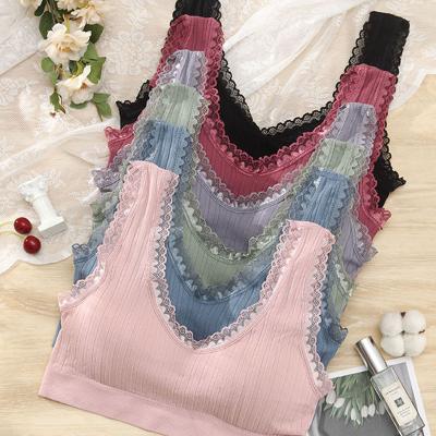 China Breathable Factory Wholesale Lace Floral Vest Bra Soft Comfortable Women Corp Seamless Plasticity Multi Color Tube Tops for sale