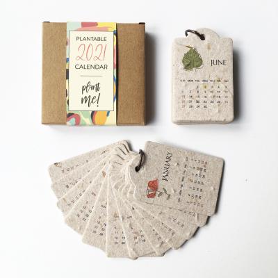 China Handmade Recycled Biodegradable Eco-paper Implantable Mini Calendar Seed Paper From Europe Present 2022 Christmas Gift Idea for sale