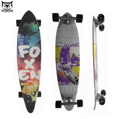 China Youth Wholesale Customizable 8 Ply Canadian Customizable Color Maple Longboard Deck Fish Shape Skateboard For Sale for sale