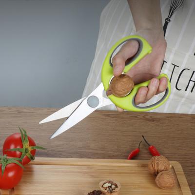 China Comfortable Soft Handle Handle Kitchen Tools Custom Stainless Steel Bone Shears Multifunctional Nutcracker Scissors Kitchen Shears for sale