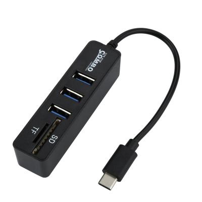 China USB C SD/TF Hub Splitter Combo Card Reader For Laptop PC Multi Ports 3 USB T-H-3 High Speed ​​3 Ports OTG Charger Hub Multipuerto for sale