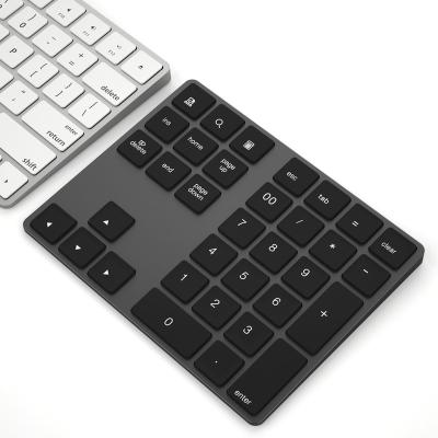 China Bluetooth-Compatible Wireless Numeric Keypad 34 Keys Wireless Numeric Keypad Rechargeable Aluminum Alloy Keyboard For PC for sale