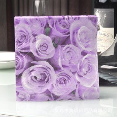 China Flower Printing Wedding Banquet Table Cloth Printed Purple Napkins For Wedding Decoration for sale