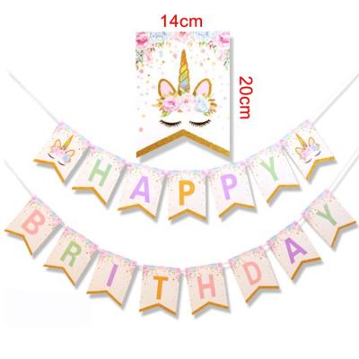 China White Glitter Unicorn Congratulations Card Diy Gold Birthday Party Banners for sale