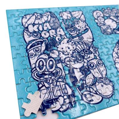 China Cartoon Toy Hot Sale Custom Diy Personalized Heat Press Sublimation Printed Blank Puzzle For Photo World Map Rainbow Train Heart Round Shape for sale